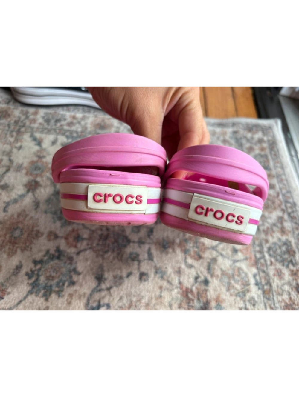 12C Kids USA Pink Crocs Sandals - Picture 2 of 6